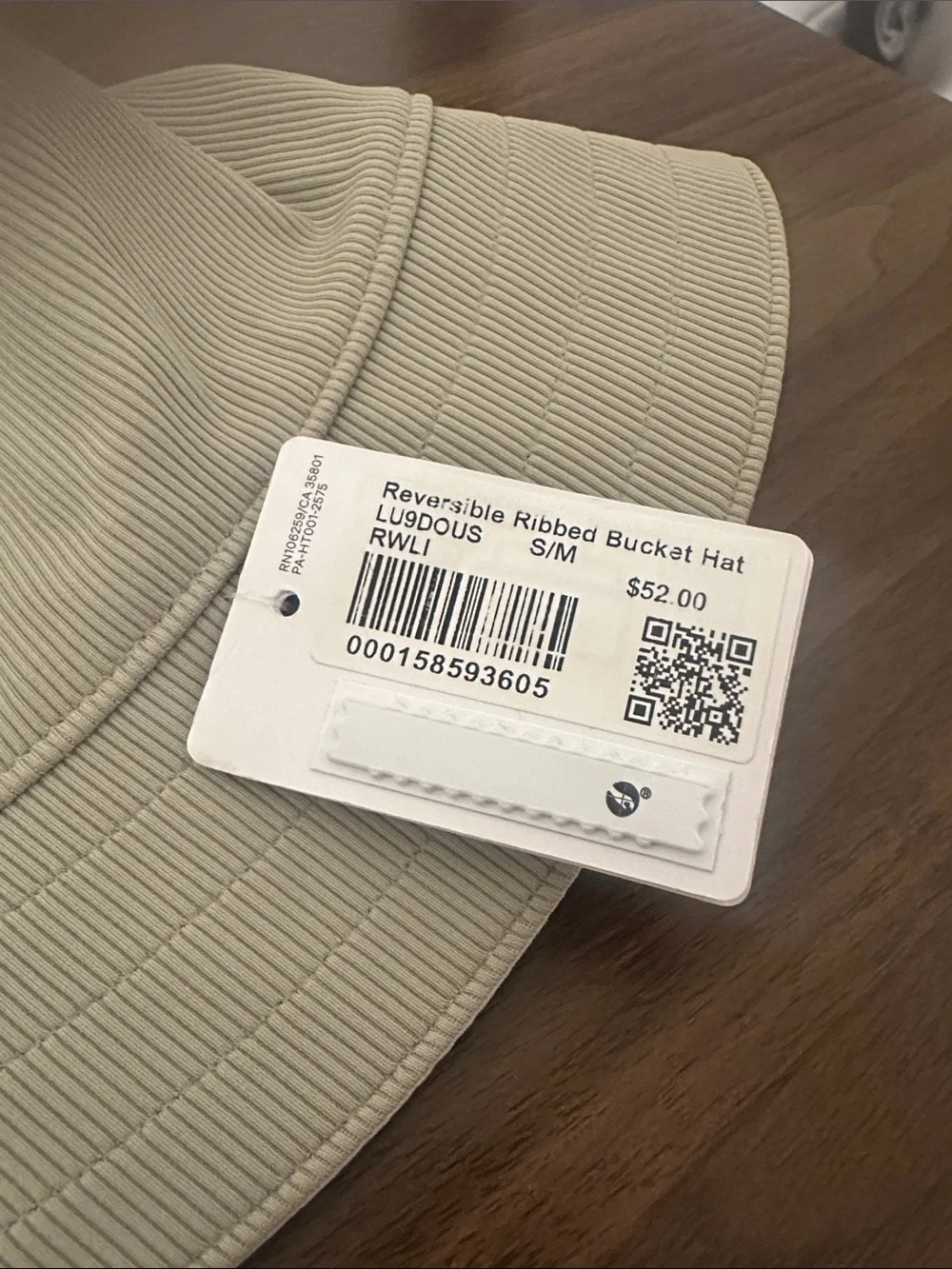 NWT Lululemon Reversible Ribbed Bucket Hat Raw Linen